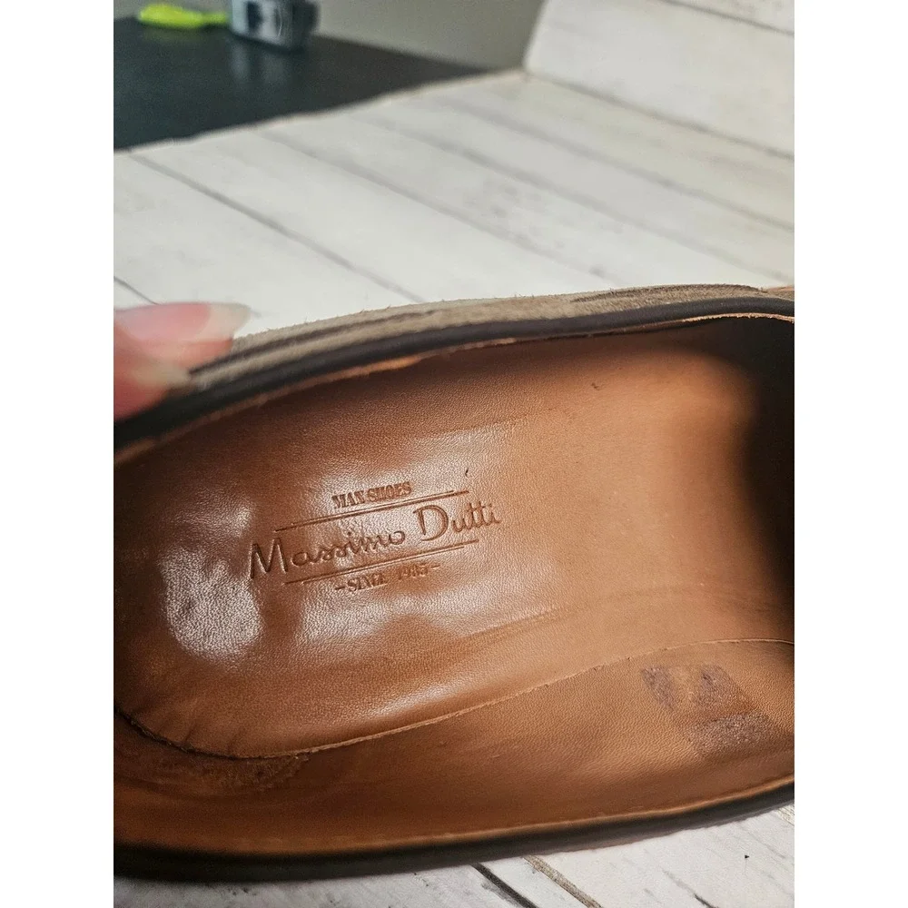 Massimo Dutti Mens Tassel Loafers Brown Suede Leather Sole EU 42 Portugal